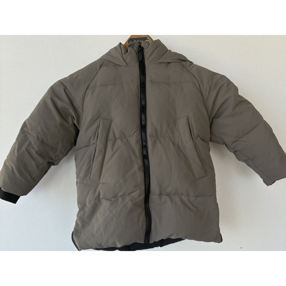 Zara Gray Down & Feathers Filled Zip Coat Hooded Kids 2T-3T